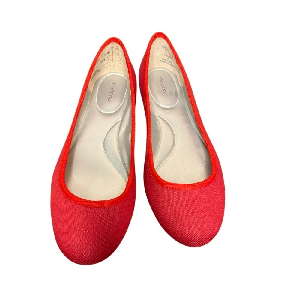 Lands' End Knit Denim Women's Red Ballet Flats-NWOT Size 7.5D